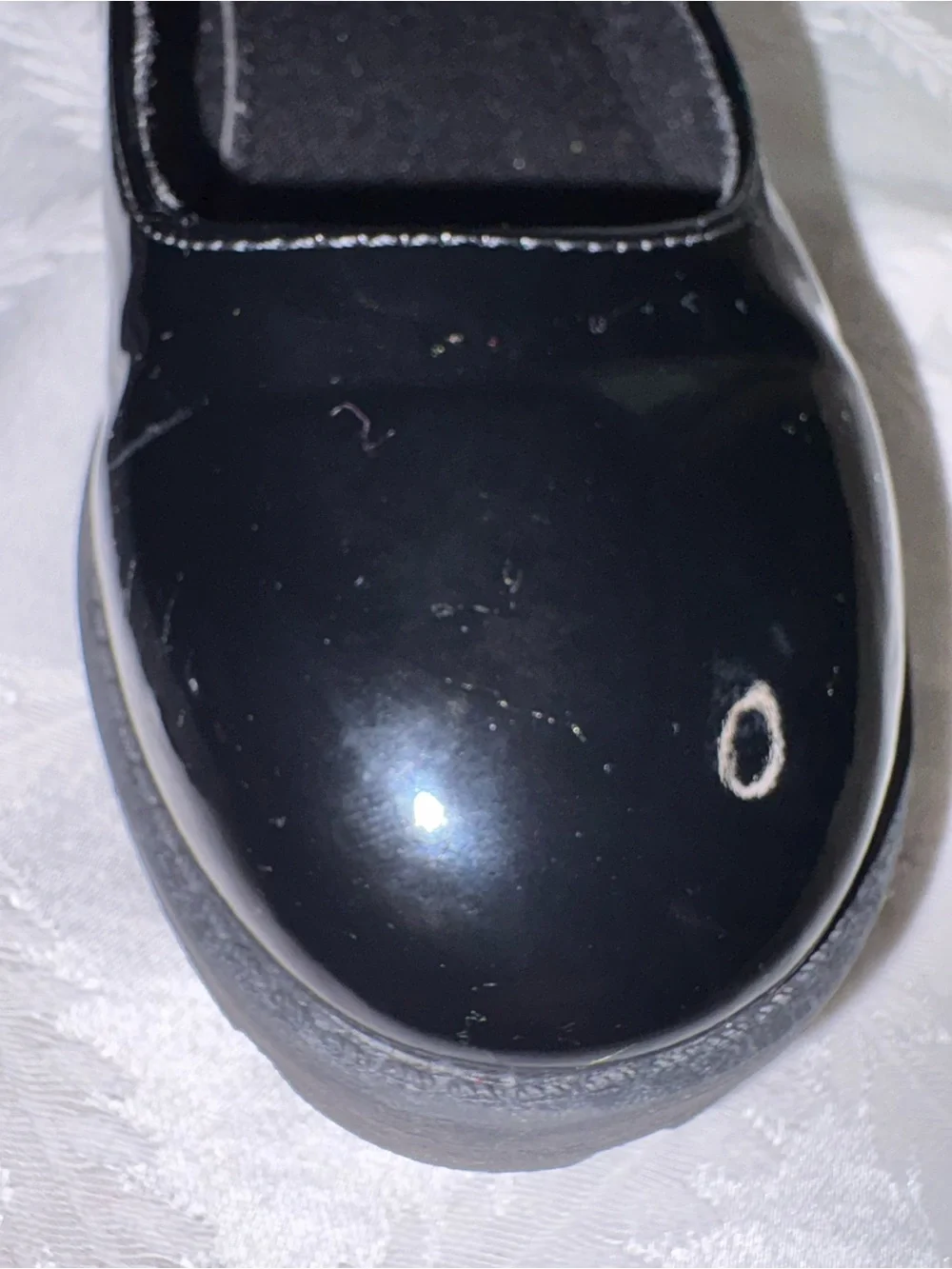Girls' Black Patent Mary Jane Shoes with Velcro Buckle